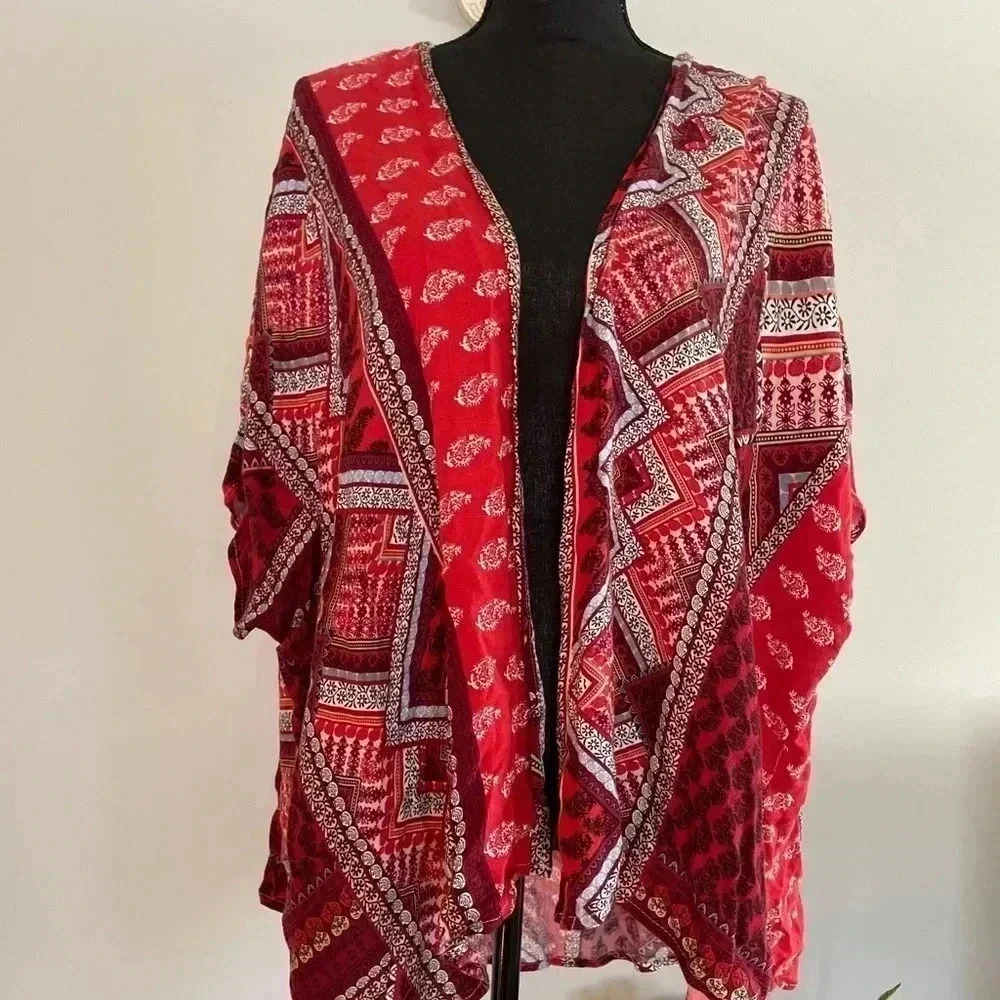 Boho Style Open Front Poncho - Picture 4 of 5